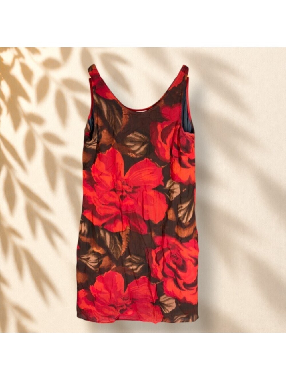 Avenue Dress Women M Medium Brown Floral Shift Midi Sleeveless Casual Rayon
